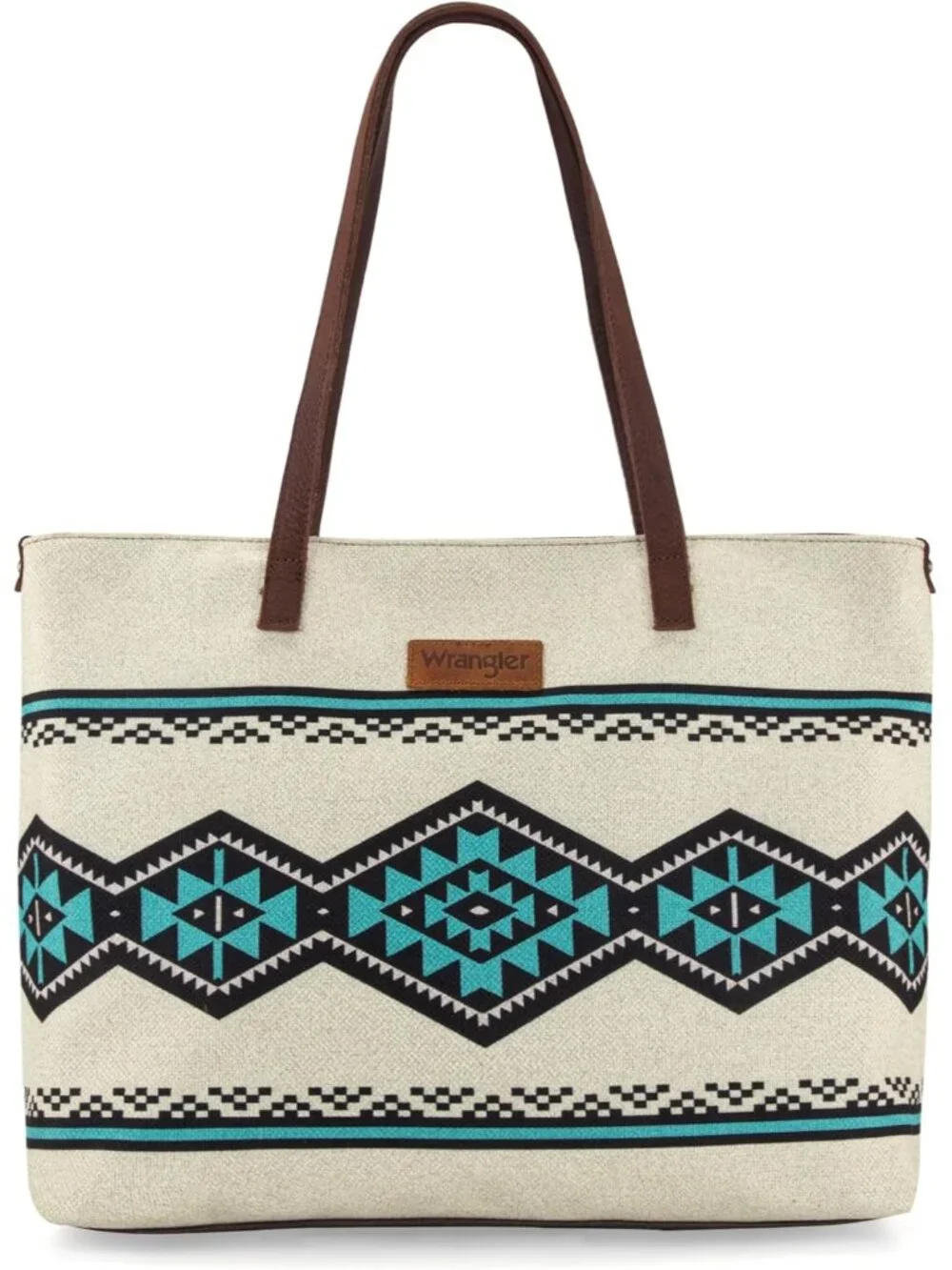 Wrangler Aztec Print Canvas Tote Bag Capacity Shoulder Bag for Work, Travel & Ev